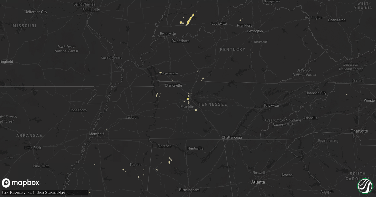 Hail map on August 15, 2015
