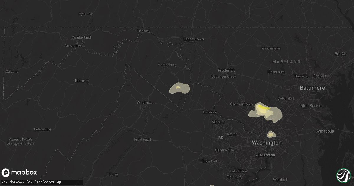 Hail map in Charles Town, WV on August 15, 2016