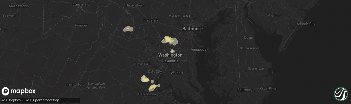 Hail map in Hyattsville, MD on August 15, 2016