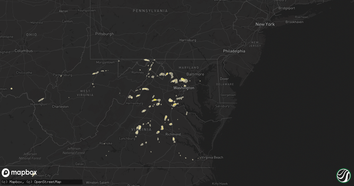 Hail map in Maryland on August 15, 2016