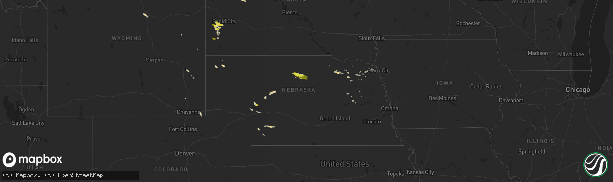 Hail map in Nebraska on August 15, 2016