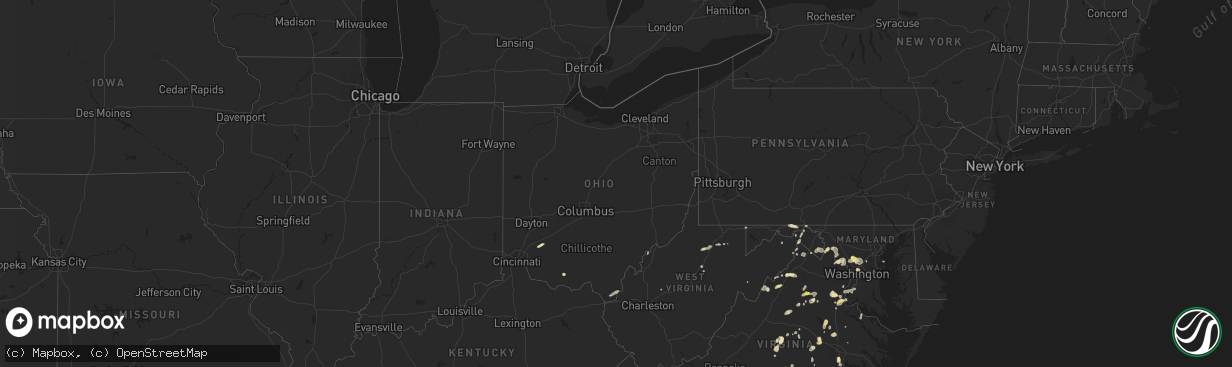 Hail map in Ohio on August 15, 2016