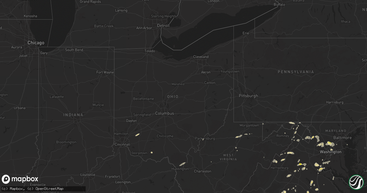 Hail map in Ohio on August 15, 2016