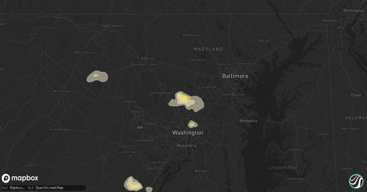 Hail map in Olney, MD on August 15, 2016