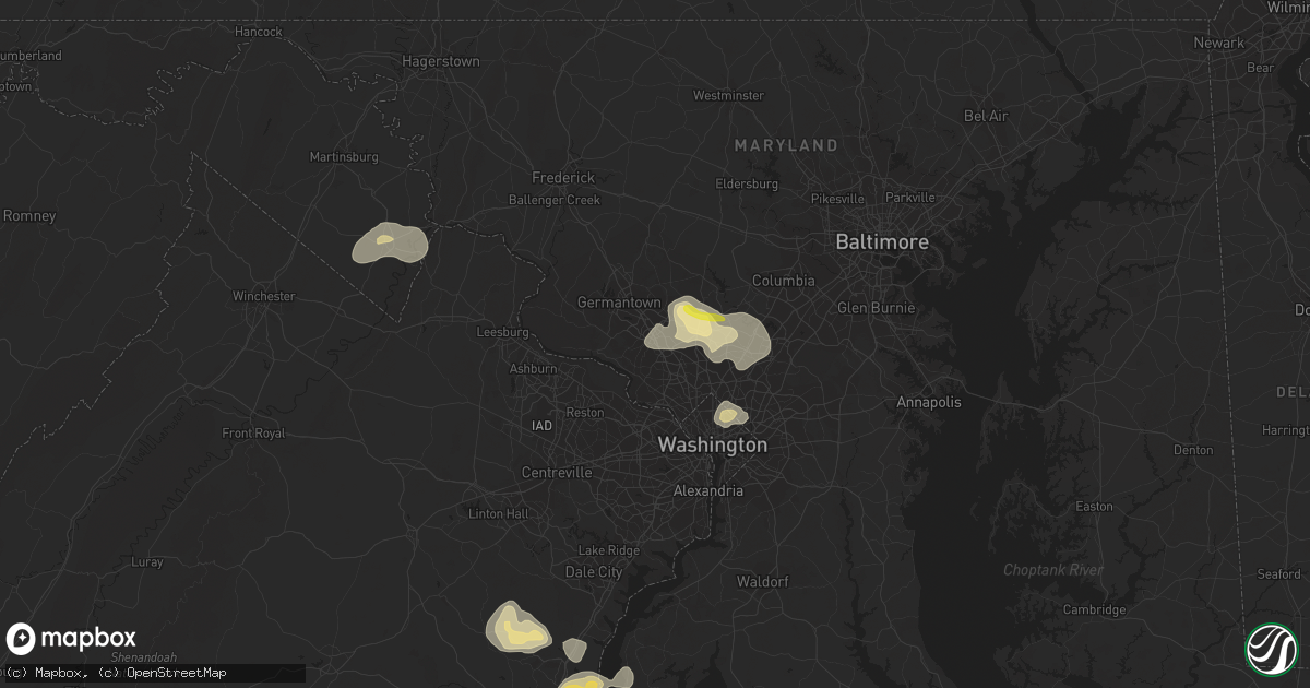 Hail map in Rockville, MD on August 15, 2016
