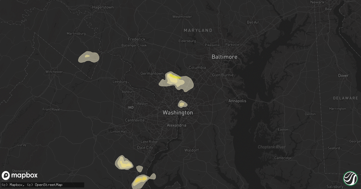 Hail map in Silver Spring, MD on August 15, 2016