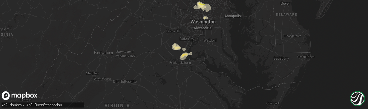 Hail map in Stafford, VA on August 15, 2016