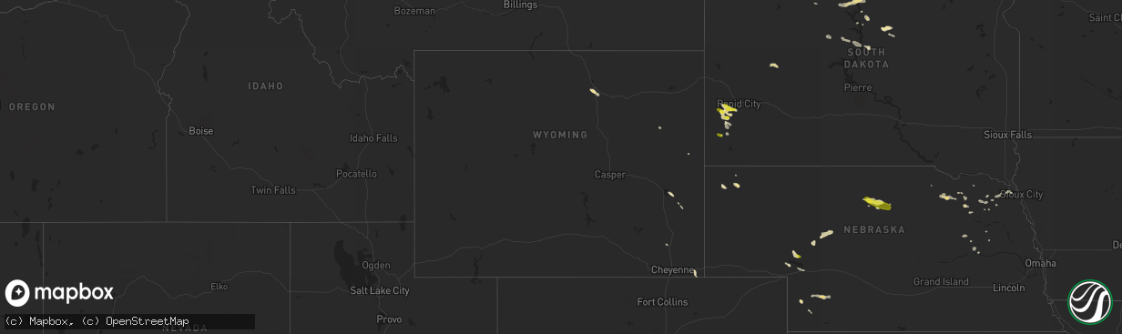 Hail map in Wyoming on August 15, 2016