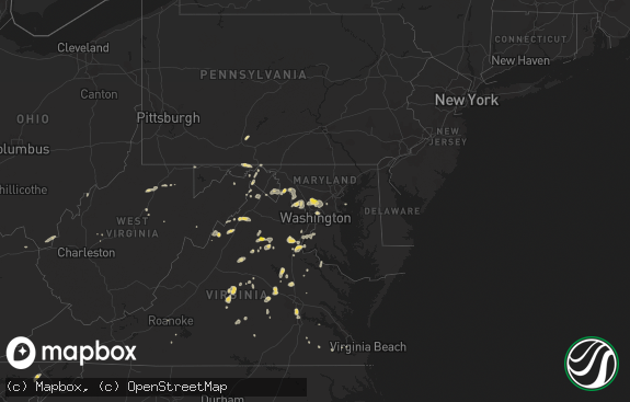 Hail map preview on 08-15-2016