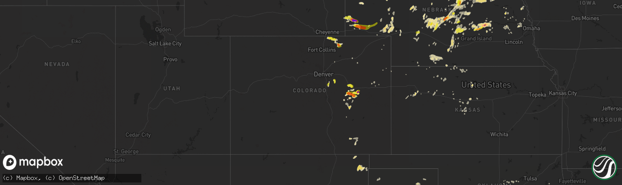 Hail map in Colorado on August 15, 2017