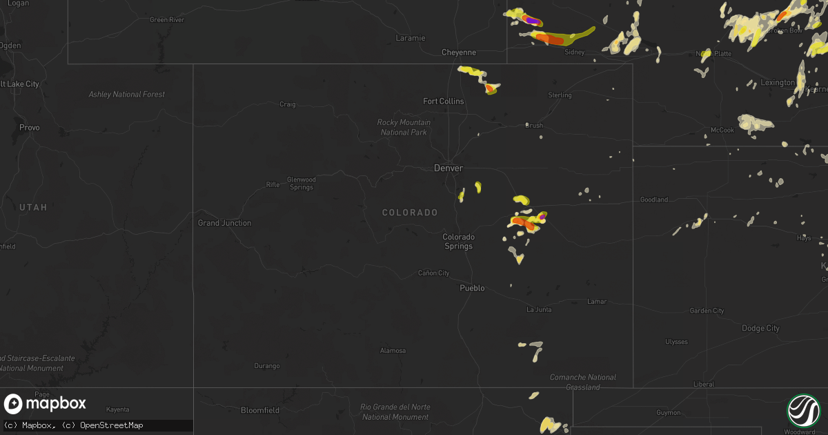 Hail map in Colorado on August 15, 2017