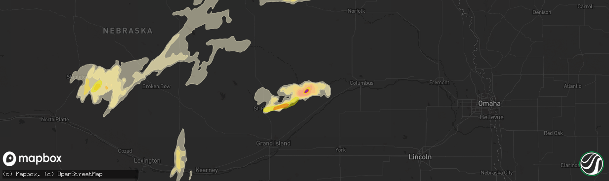 Hail map in Fullerton, NE on August 15, 2017