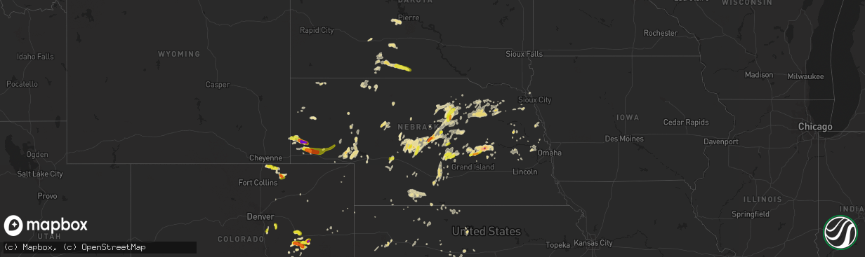 Hail map in Nebraska on August 15, 2017