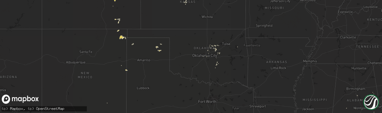 Hail map in Oklahoma on August 15, 2017