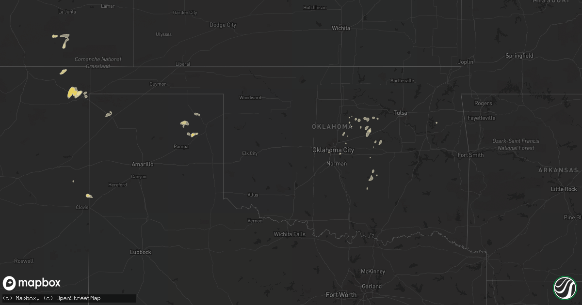 Hail map in Oklahoma on August 15, 2017