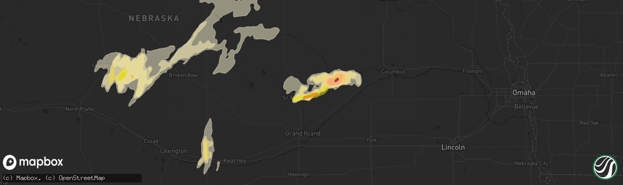 Hail map in Palmer, NE on August 15, 2017