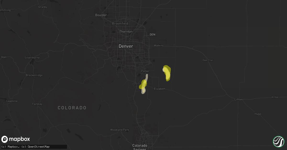 Hail map in Parker, CO on August 15, 2017