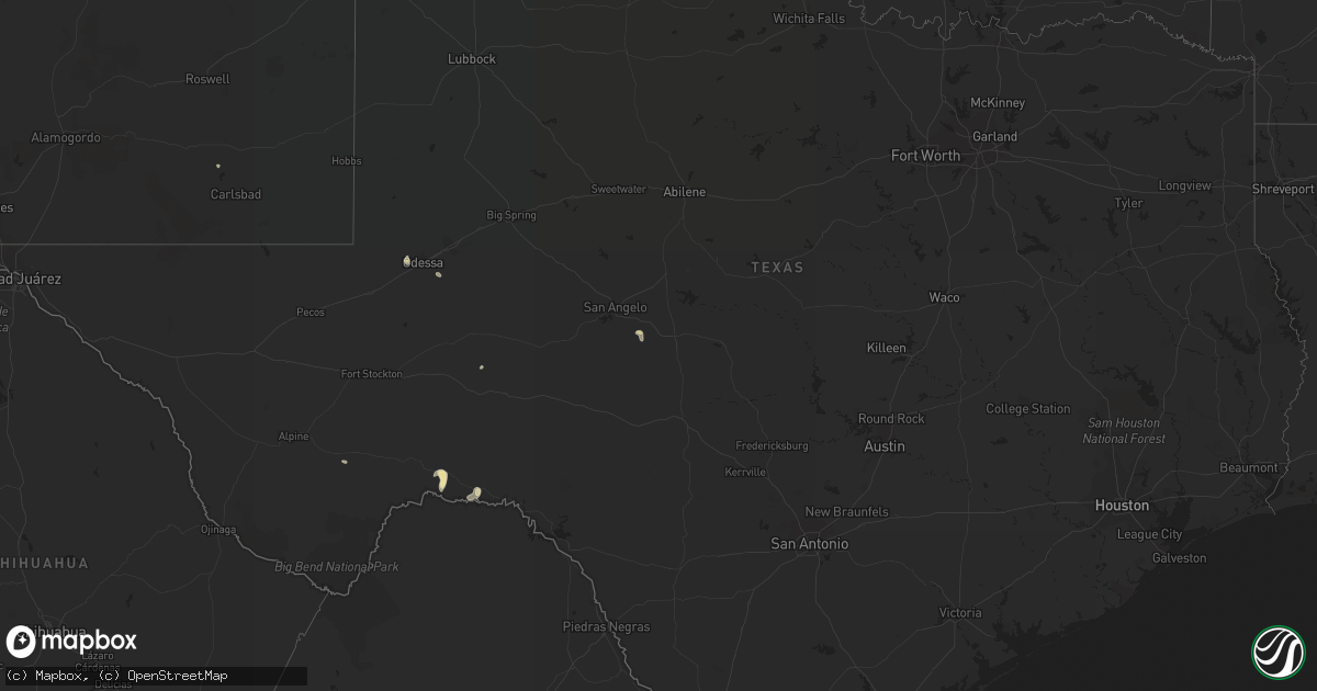Hail map in Texas on August 15, 2017
