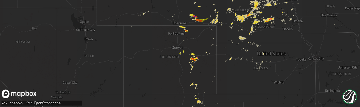 Hail map on August 15, 2017