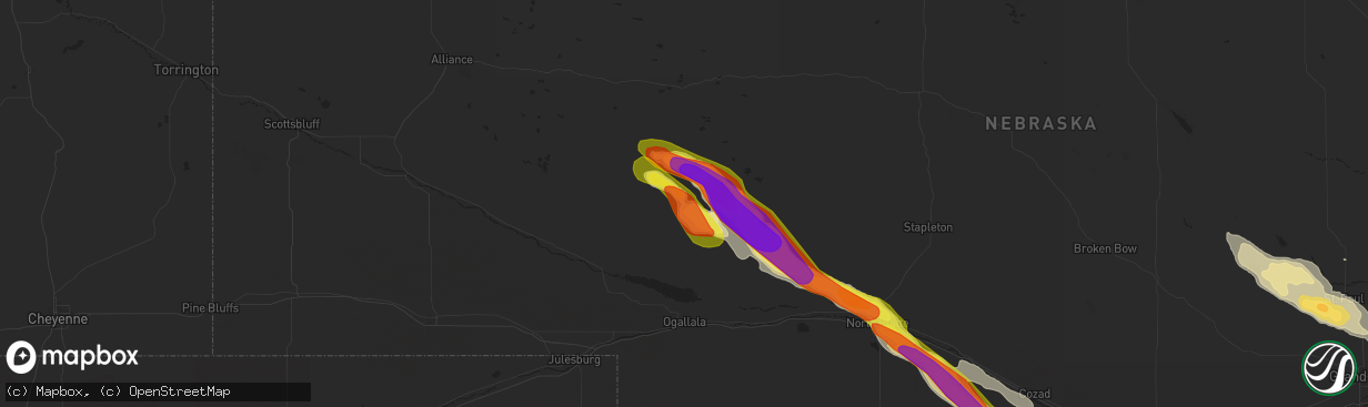 Hail map in Arthur, NE on August 15, 2018