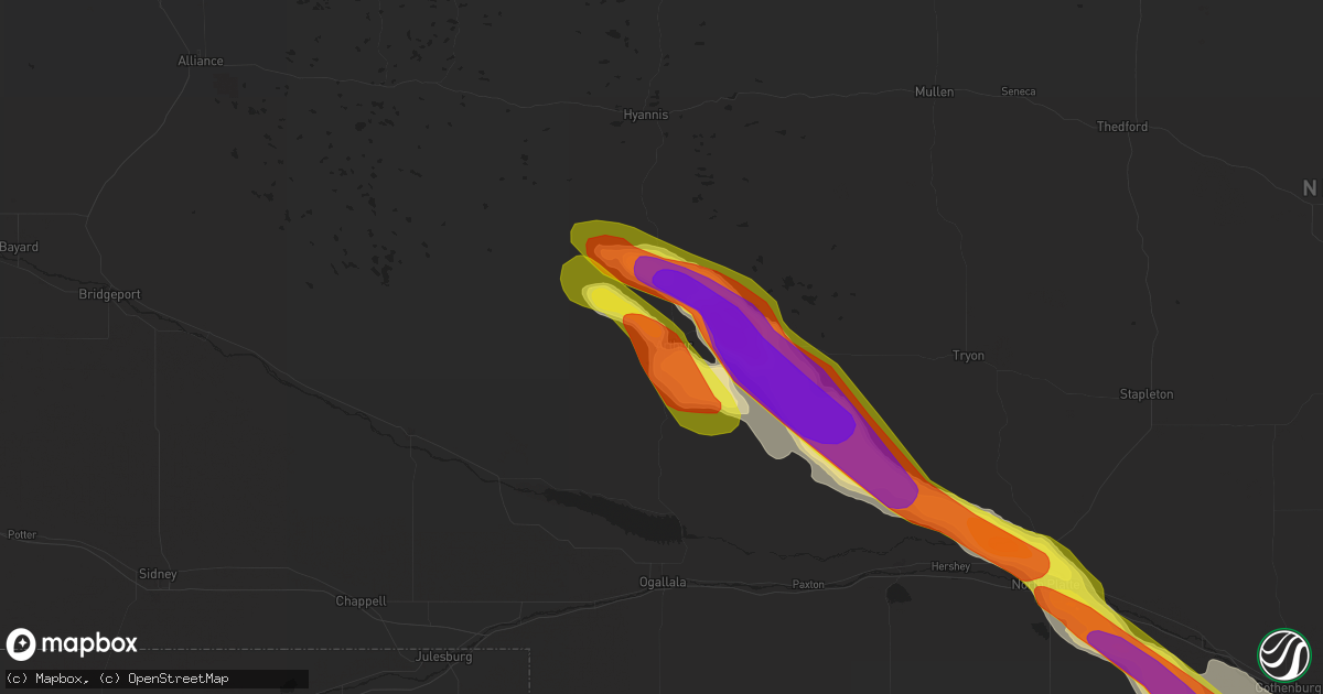 Hail map in Arthur, NE on August 15, 2018