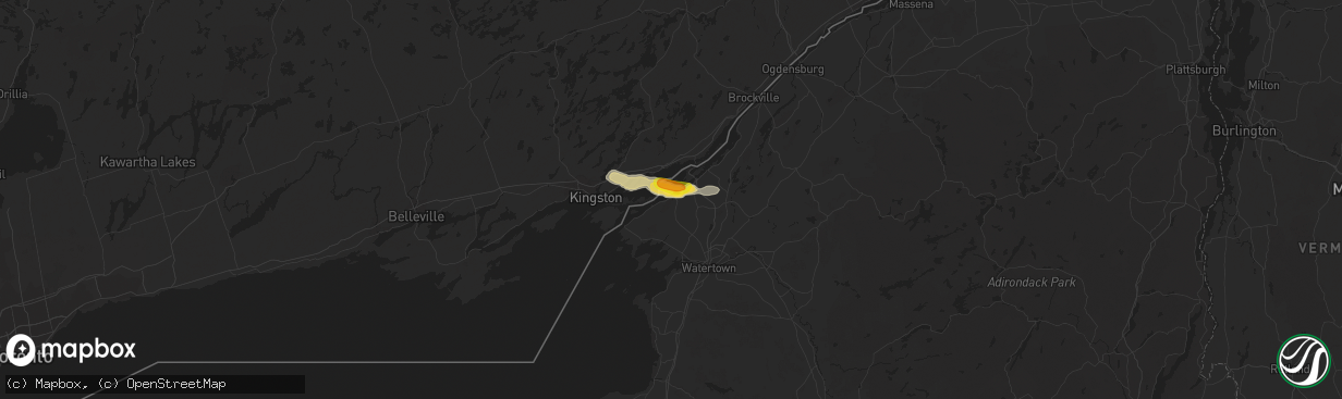 Hail map in Clayton, NY on August 15, 2018