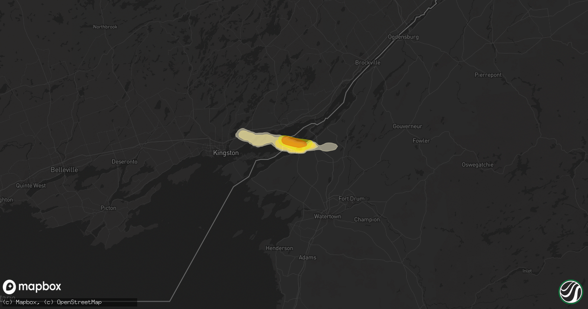Hail map in Clayton, NY on August 15, 2018