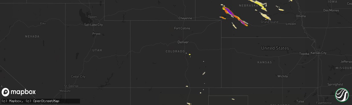 Hail map in Colorado on August 15, 2018