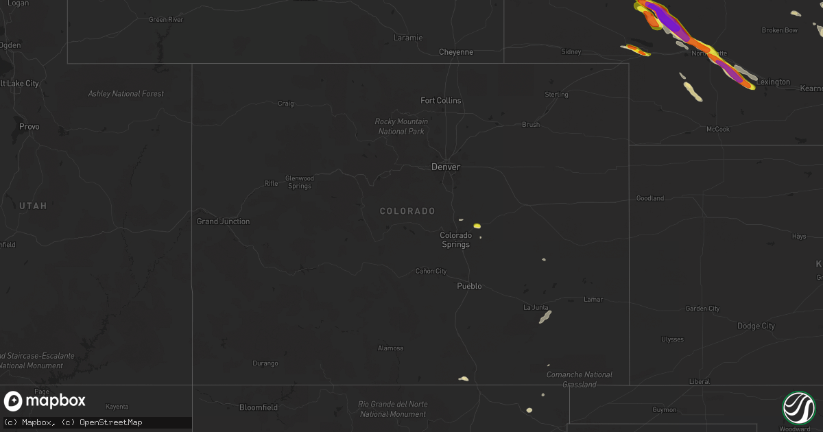 Hail map in Colorado on August 15, 2018