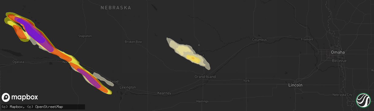 Hail map in Farwell, NE on August 15, 2018