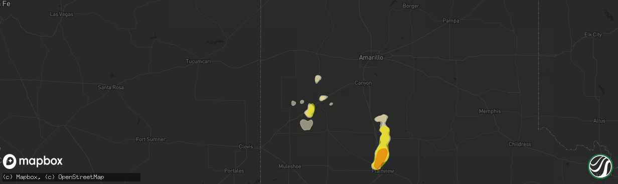 Hail map in Hereford, TX on August 15, 2018