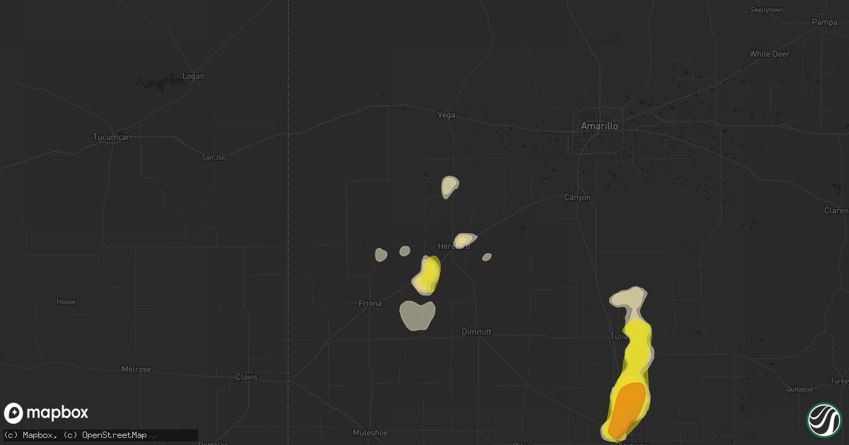 Hail map in Hereford, TX on August 15, 2018