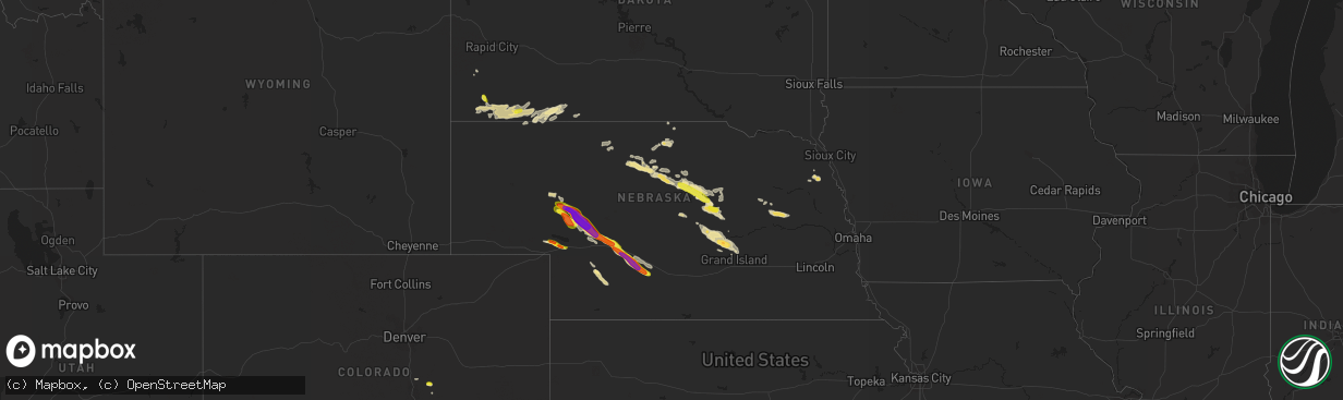 Hail map in Nebraska on August 15, 2018