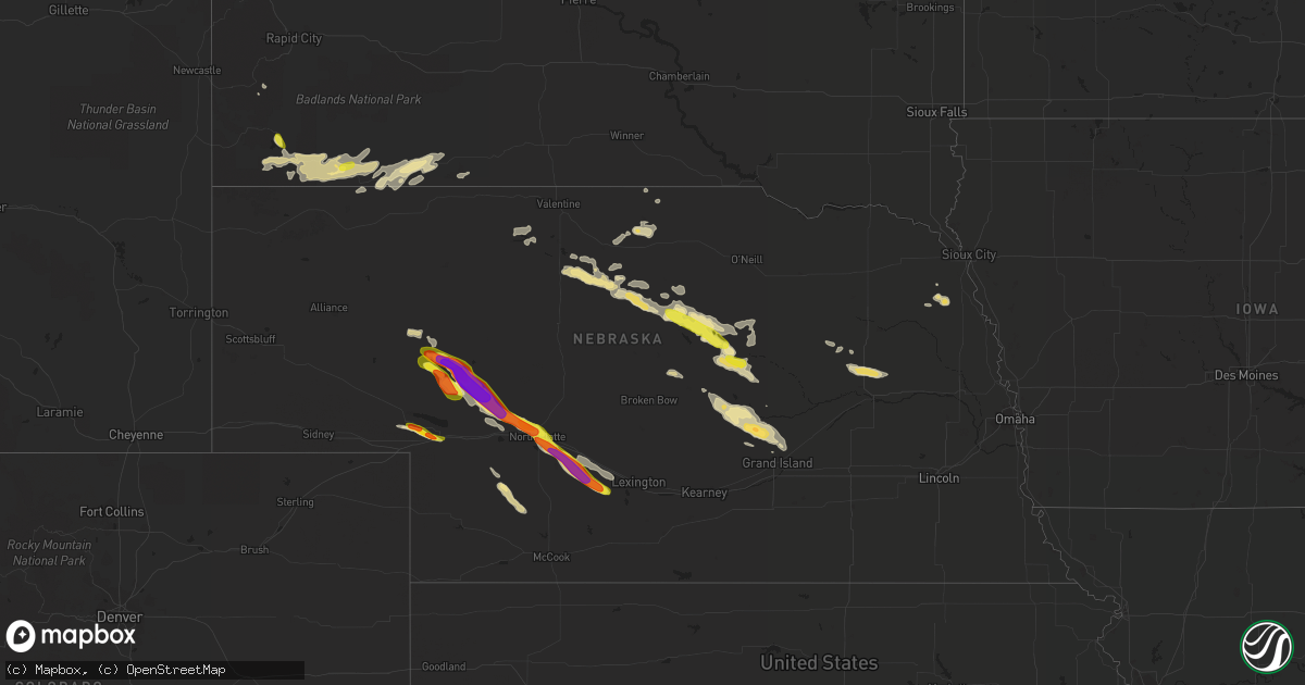 Hail map in Nebraska on August 15, 2018