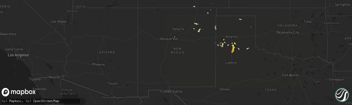 Hail map in New Mexico on August 15, 2018