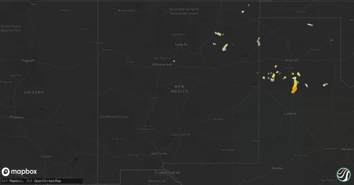 Hail map in New Mexico on August 15, 2018