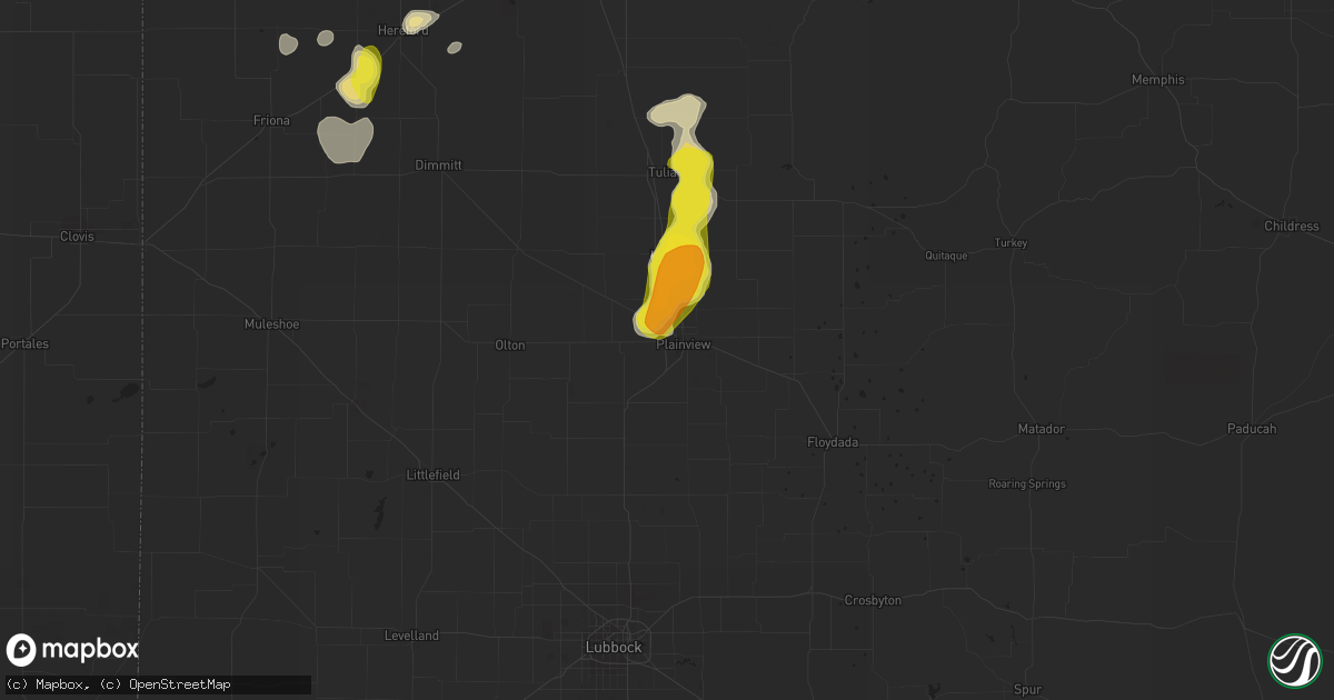 Hail map in Plainview, TX on August 15, 2018