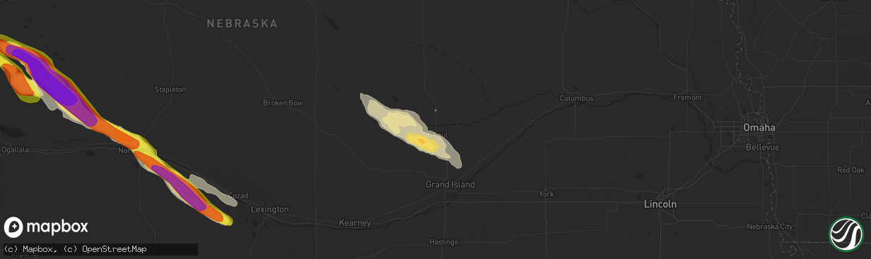 Hail map in Saint Paul, NE on August 15, 2018