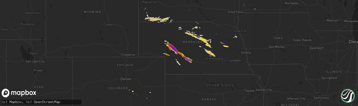 Hail map on August 15, 2018