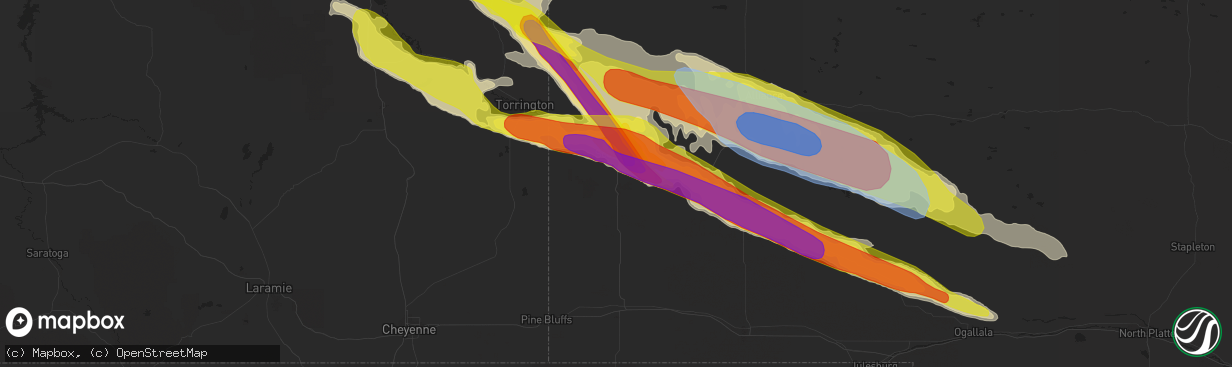 Hail map in Gering, NE on August 15, 2019