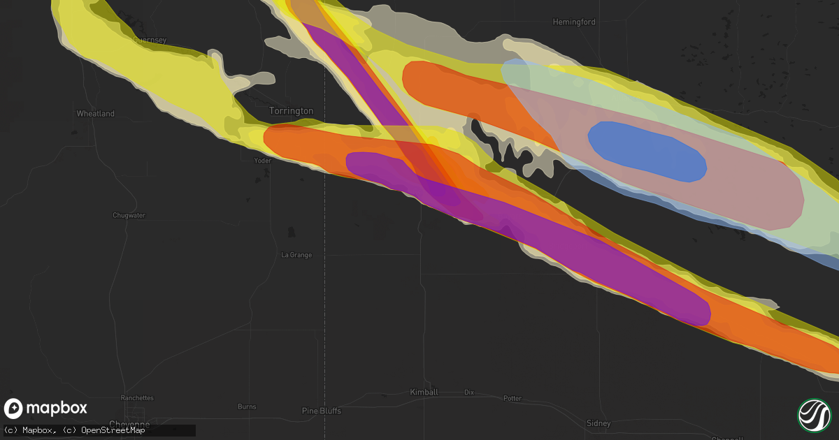Hail map in Gering, NE on August 15, 2019