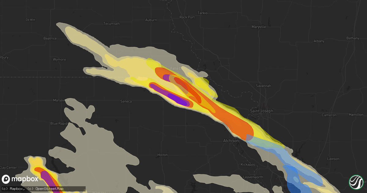 Hail map in Hiawatha, KS on August 15, 2019