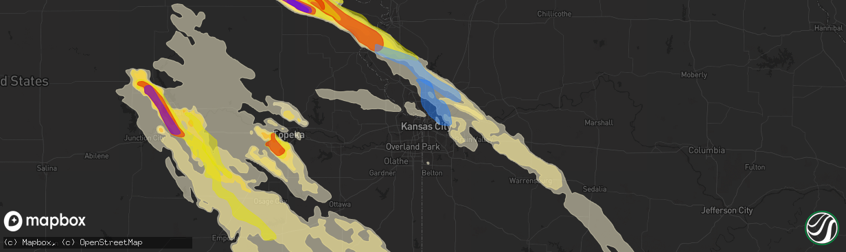 Hail map in Kansas City, MO on August 15, 2019