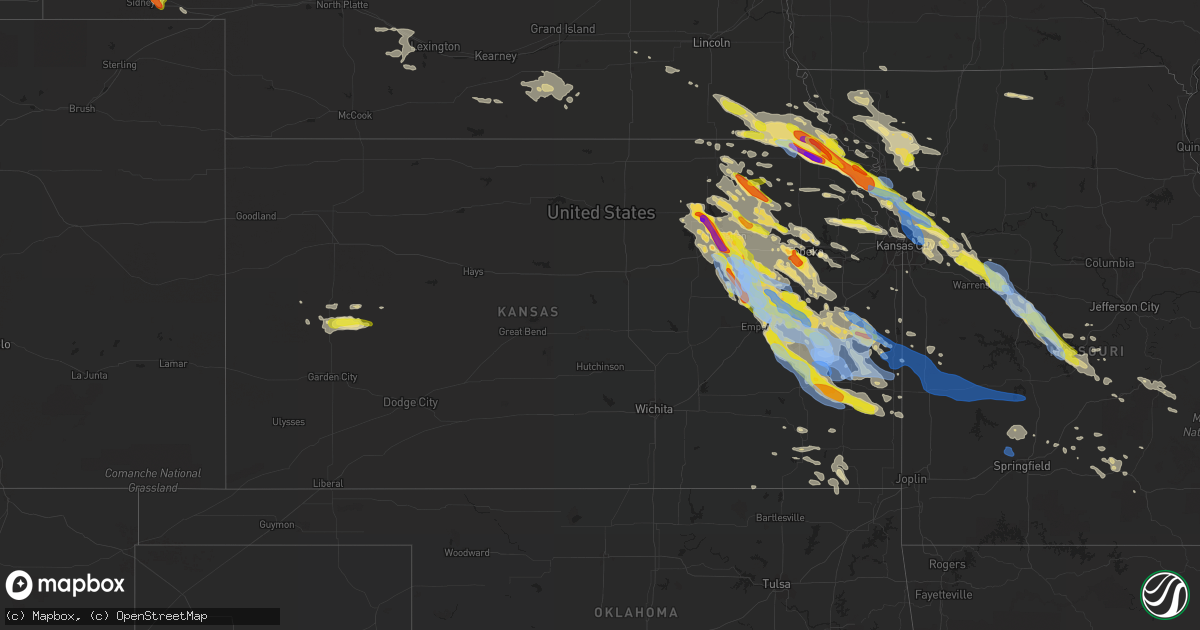 Hail map in Kansas on August 15, 2019