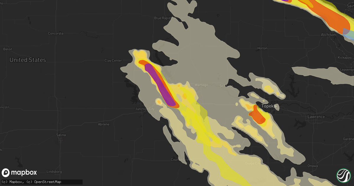 Hail map in Manhattan, KS on August 15, 2019