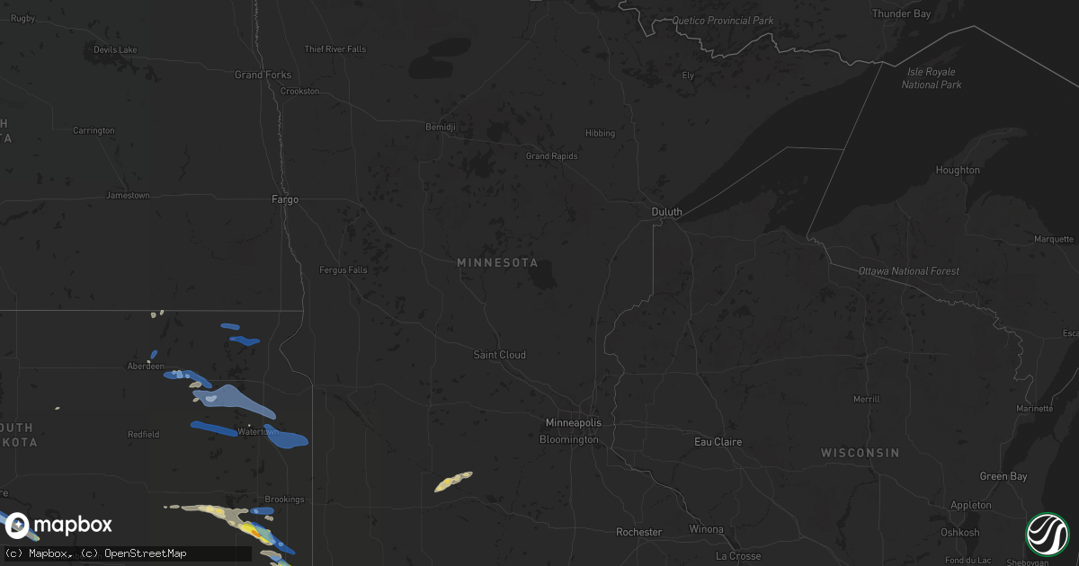 Hail map in Minnesota on August 15, 2019