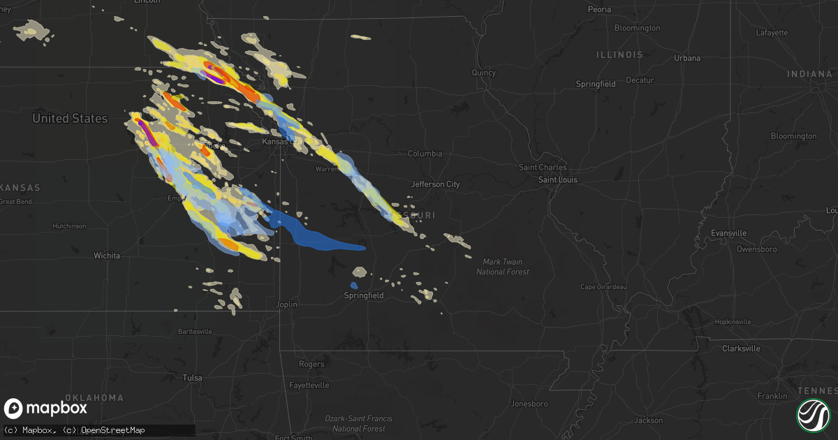 Hail map in Missouri on August 15, 2019