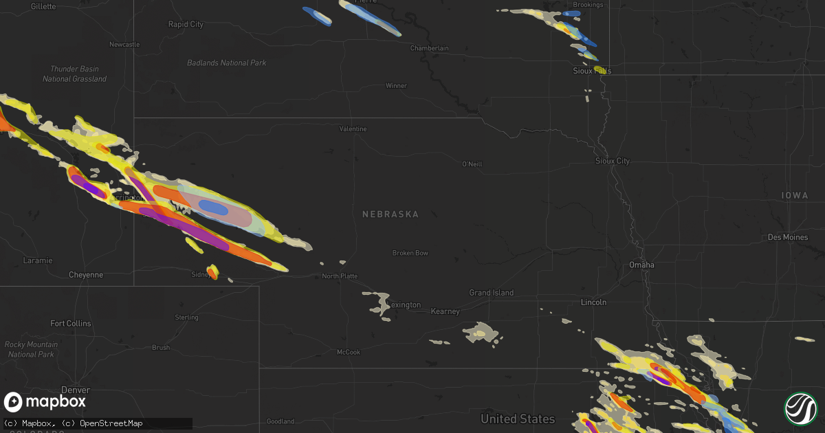 Hail map in Nebraska on August 15, 2019