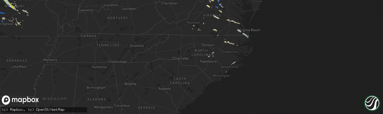 Hail map in North Carolina on August 15, 2019