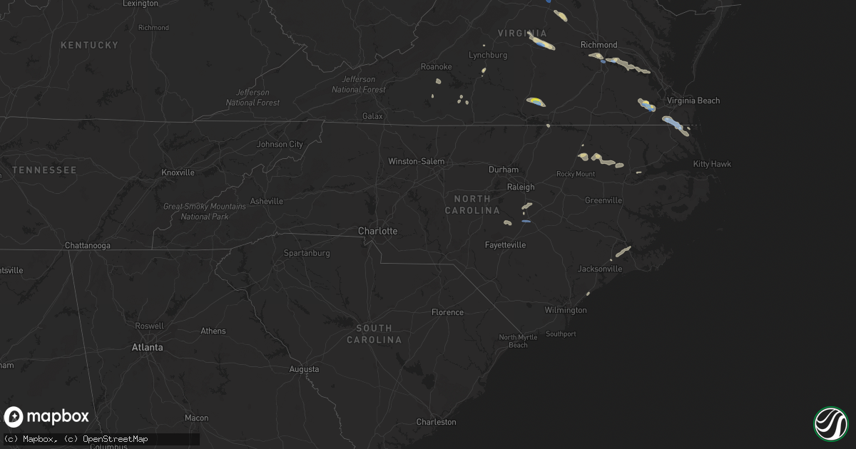 Hail map in North Carolina on August 15, 2019